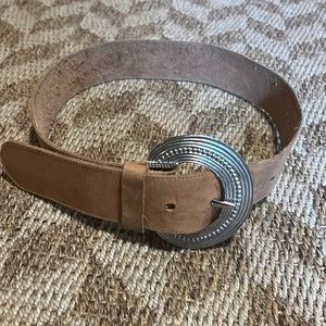 Leather Belt; Natural light tan leather belt with unique leather markings